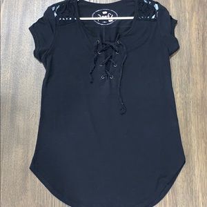 Black Tie up T-Shirt